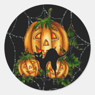 PUMPKIN PATCH & SPIDERWEB VON SHARON SHARPE RUNDER AUFKLEBER
