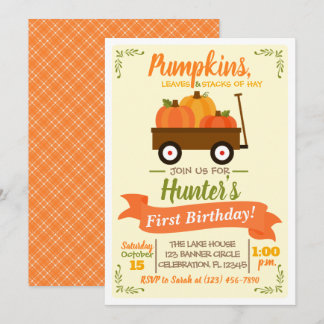Pumpkin Patch Wagon Fall Birthday Einladung