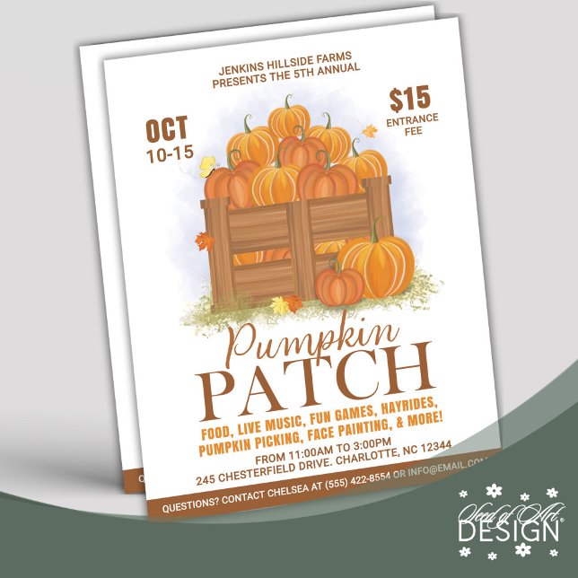 Pumpkin Patch Watercolor Pumpkins Fall-Ereignis Flyer (Von Creator hochgeladen)