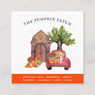 Pumpkin Patchfamilie Vintager LKW Fall Quadratische Visitenkarte
