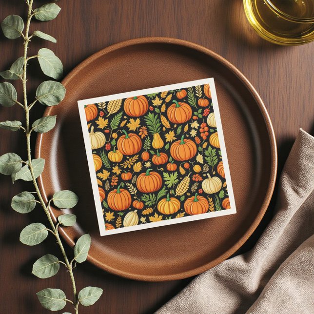 Pumpkin Pattern Ernte Tag Herbst Serviette (Pumpkin Pattern Harvest Day Autumn Napkins)