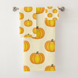 Pumpkin Pattern Fall Yellow Badhandtuch Set
