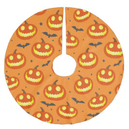 Pumpkin Pattern Orange Fall Polyester Weihnachtsbaumdecke