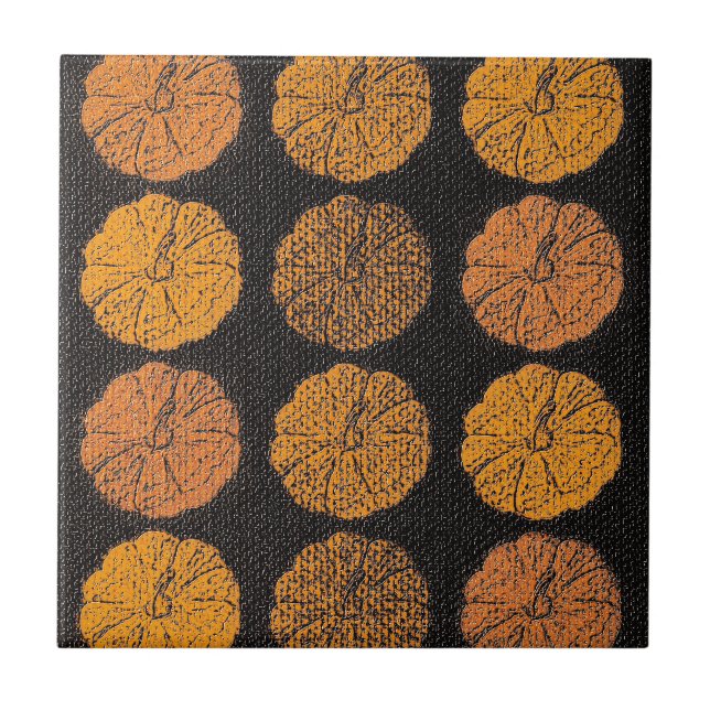 Pumpkin Pattern Orange Fliese (Vorderseite)