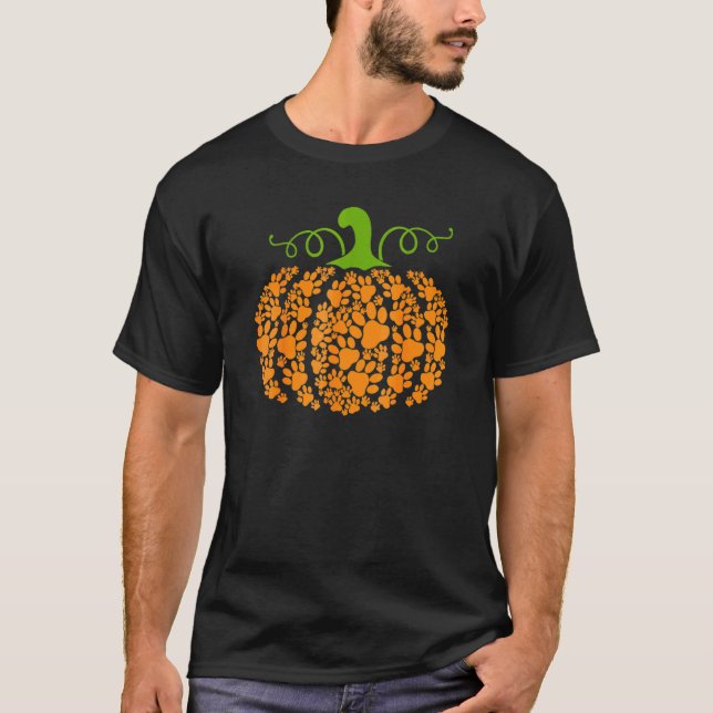 Pumpkin Paw Print Hund Halloween Kostümmädchen Wom T-Shirt (Vorderseite)