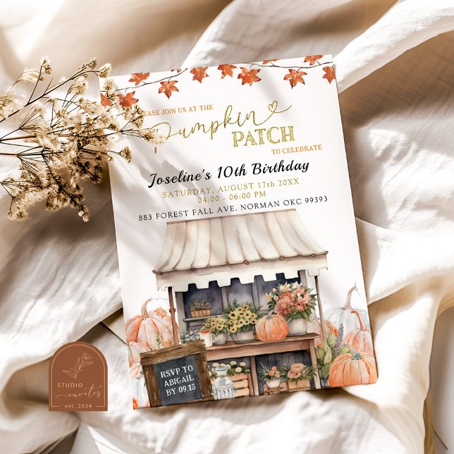 Pumpkin-Pflaster-Einladung für jedes Alter zum Geb Einladung (Von Creator hochgeladen)