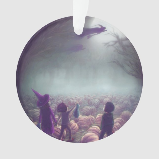 Pumpkin-Pflaster-Hexen, die in der Vergangenheit T Ornament (Vorderseite)