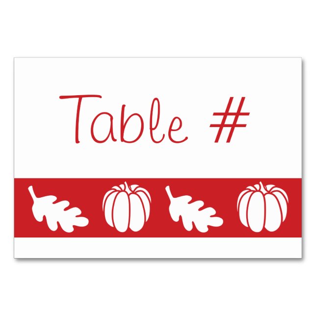 Pumpkin-Pflaster in der Cherry-Tischkarte Tischnummer (Vorderseite)
