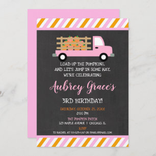 Pumpkin Pflaster orange rosa Mädchen fallen Geburt Einladung