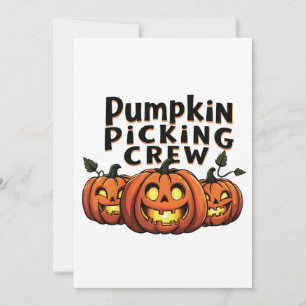 Pumpkin Picking Crew Spooky Halloween Matching Einladung
