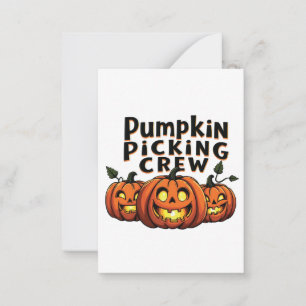 Pumpkin Picking Crew Spooky Halloween Matching Mitteilungskarte
