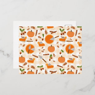 Pumpkin Pie Autumn Fall Pattern Folien Feiertagspostkarte