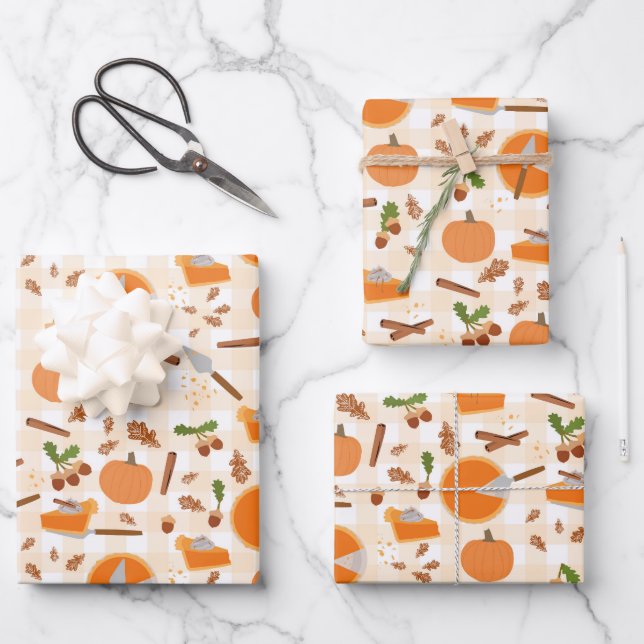 Pumpkin Pie Autumn Fall Pattern Geschenkpapier Set (Vorderseite)