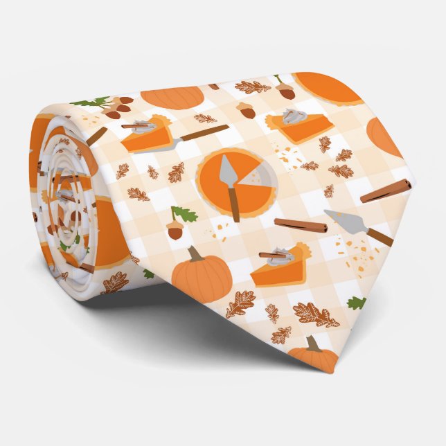 Pumpkin Pie Autumn Fall Pattern Krawatte (Gerollt)