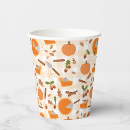 Pumpkin Pie Autumn Fall Pattern Pappbecher