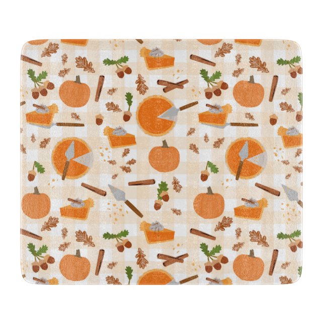 Pumpkin Pie Autumn Fall Pattern Schneidebrett (Vorderseite)