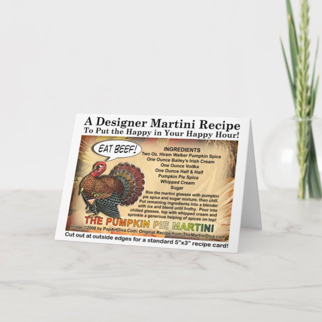 PUMPKIN PIE ERNTEDANK COCKTAIL REZIPKARTE FEIERTAGSKARTE (Vorderseite)