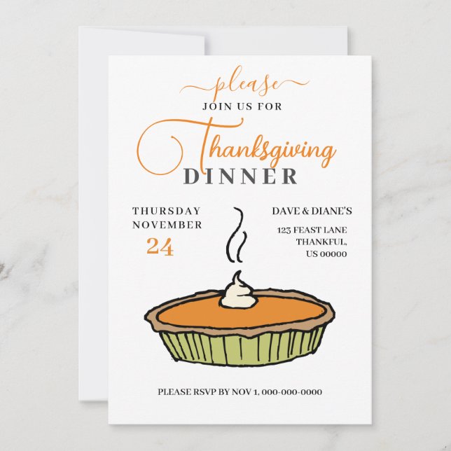 Pumpkin Pie, Erntedank Dinner Einladung (Vorderseite)