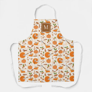 Pumpkin Pie Herbstfallmuster Monogram Initial Schürze