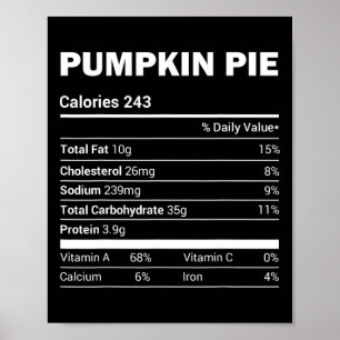 Pumpkin Pie Nutrition T-Shirt Funny Matching Weihn Poster