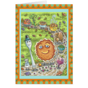 PUMPKIN PIE PARADE ERNTEDANK GREETING CARD Vers