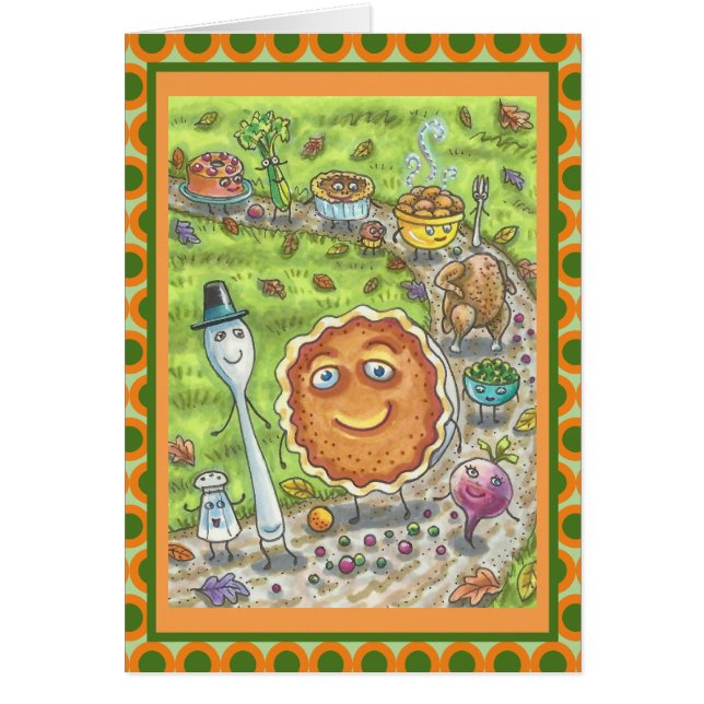 PUMPKIN PIE PARADE ERNTEDANK GREETING CARD Vers (Vorne)