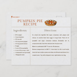 Pumpkin Pie Rezept Card Erntedank und Weihnachten