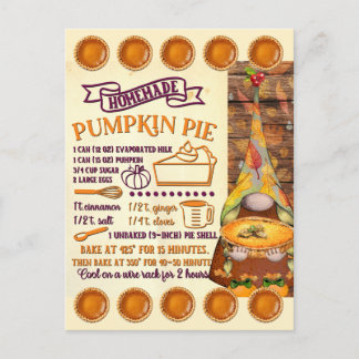 Pumpkin Pie Rezept Card Gnome | Postkarte