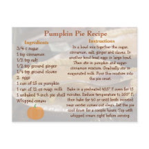 Pumpkin Pie Rezept Card