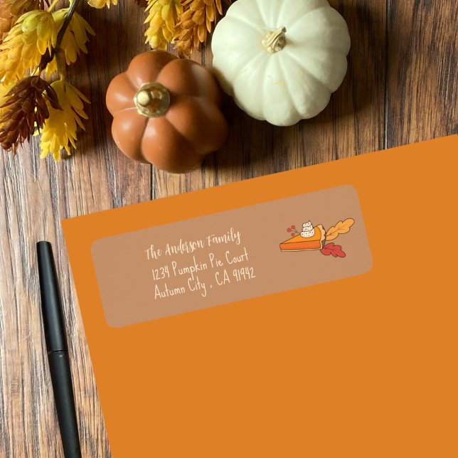 Pumpkin Pie Slice Doodle Fall Rücksendeadresse (Cute pumpkin pie slice fall return address labels .)