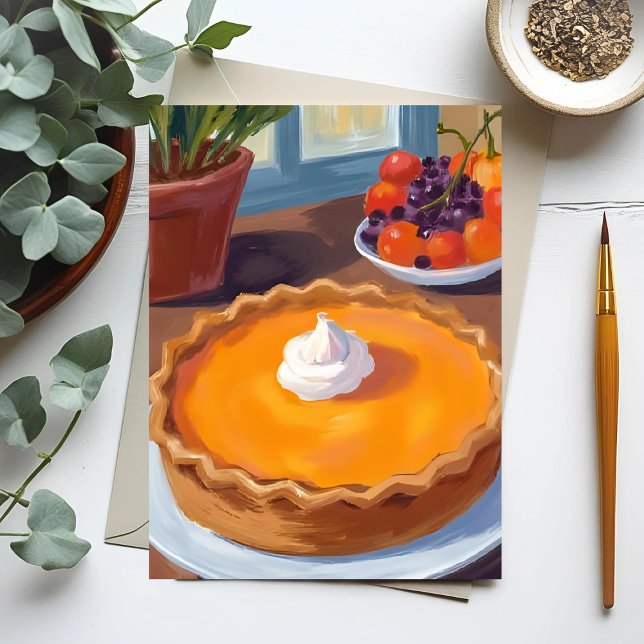 Pumpkin Pie | Thanksgiving Watercolor Painting Postkarte (Von Creator hochgeladen)