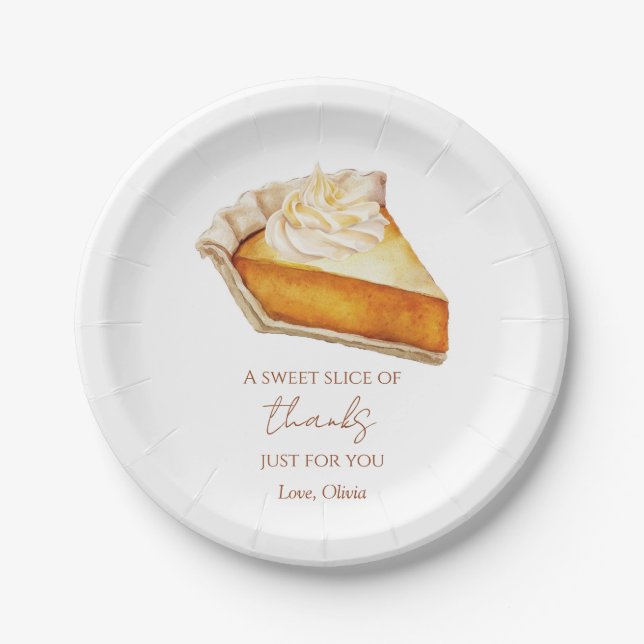Pumpkin Pie Watercolor Autumn Baby Shower Plate Pappteller (Vorderseite)