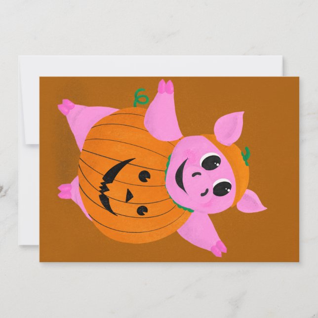 Pumpkin Pig Feiertagskarte (Vorderseite)