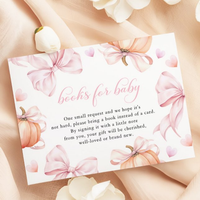 Pumpkin Pink Bow Baby Showbücher für Baby Begleitkarte (Von Creator hochgeladen)