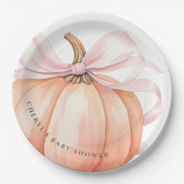 Pumpkin Pink Bow Babydusche Pappteller