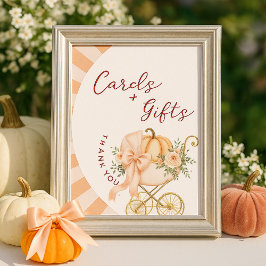 Pumpkin Pink Bow Cards & Gifts Table Sign Poster