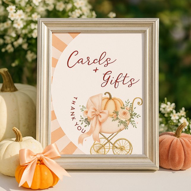 Pumpkin Pink Bow Cards & Gifts Table Sign Poster (Von Creator hochgeladen)
