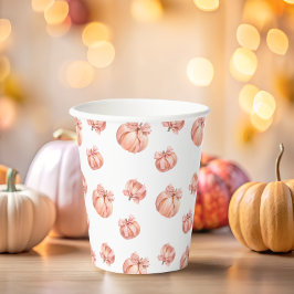 Pumpkin Pink Bow Moderne Babydusche Pappbecher