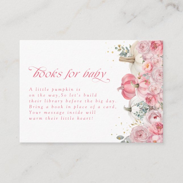 Pumpkin Pink Floral Baby Duschbücher für Baby Begleitkarte (Vorderseite)