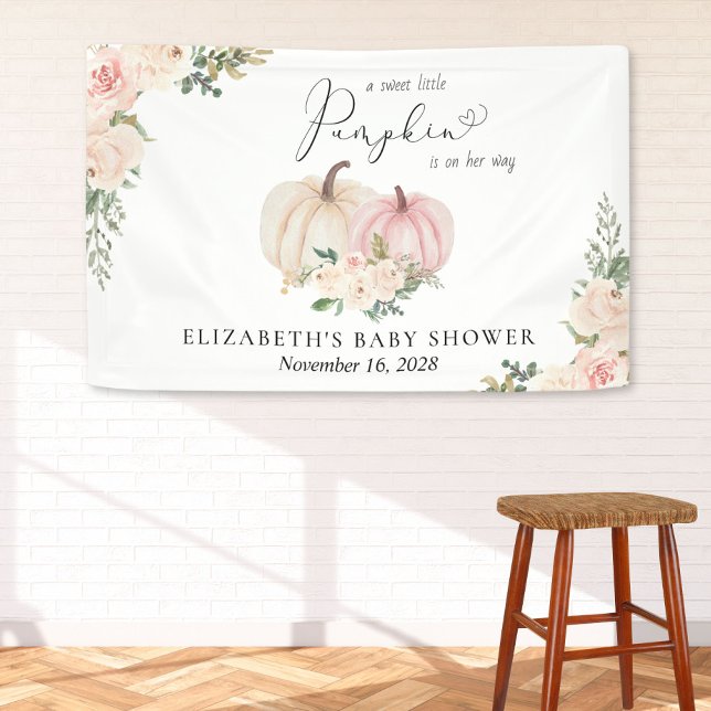 Pumpkin Pink Floral Baby Dusche Willkommen Banner (Von Creator hochgeladen)