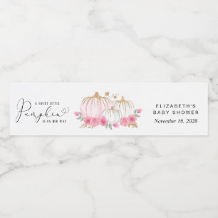 Pumpkin Pink Floral Baby Girl Dusche Wasserflaschenetikett