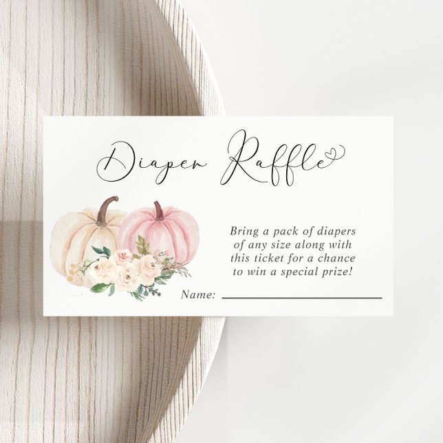 Pumpkin Pink Floral Diaper Raffle Baby Dusche Begleitkarte (Von Creator hochgeladen)