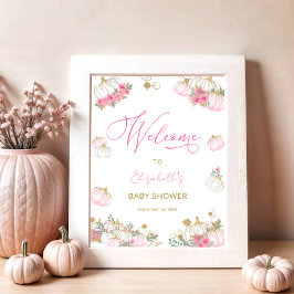 Pumpkin Pink Floral Niedlich Willkommen Poster