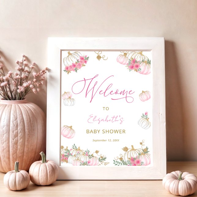 Pumpkin Pink Floral Niedlich Willkommen Poster (Von Creator hochgeladen)