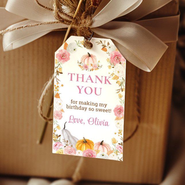 Pumpkin Pink Floral Party Vielen Dank für Ihre Unt Geschenkanhänger (Von Creator hochgeladen)