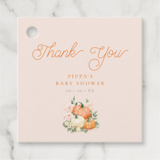 Pumpkin Pink & Orange Baby Dusche Vielen Dank Geschenkanhänger
