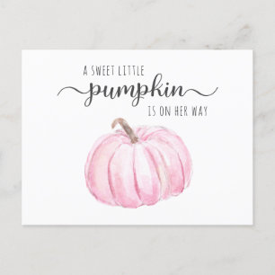 Pumpkin Pink Watercolor Baby Girl Virtual Dusche Einladungspostkarte