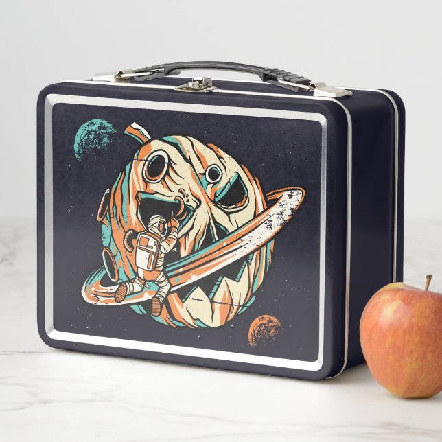 Pumpkin Planet Halloween Space Metall Brotdose (Beispiel)