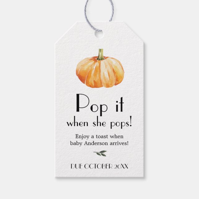 Pumpkin Pop es, wenn sie Pop Weinetikett Geschenkanhänger (Vorderseite)