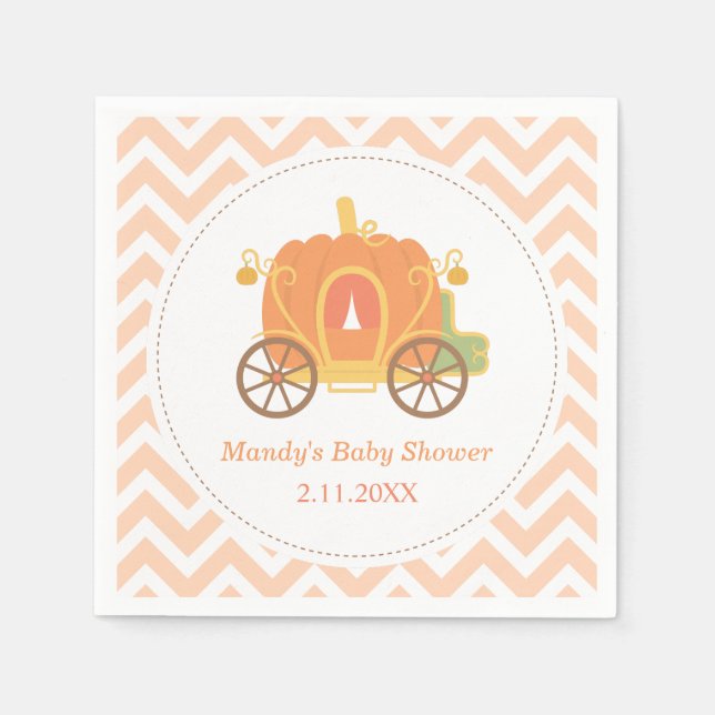 Pumpkin Princess Carriage Baby Shower Supplemente Serviette (Vorderseite)